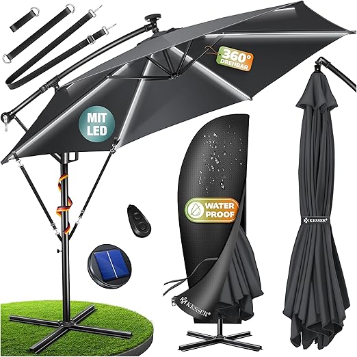 Kesser Aluminium Zweefparasol LED 350cm